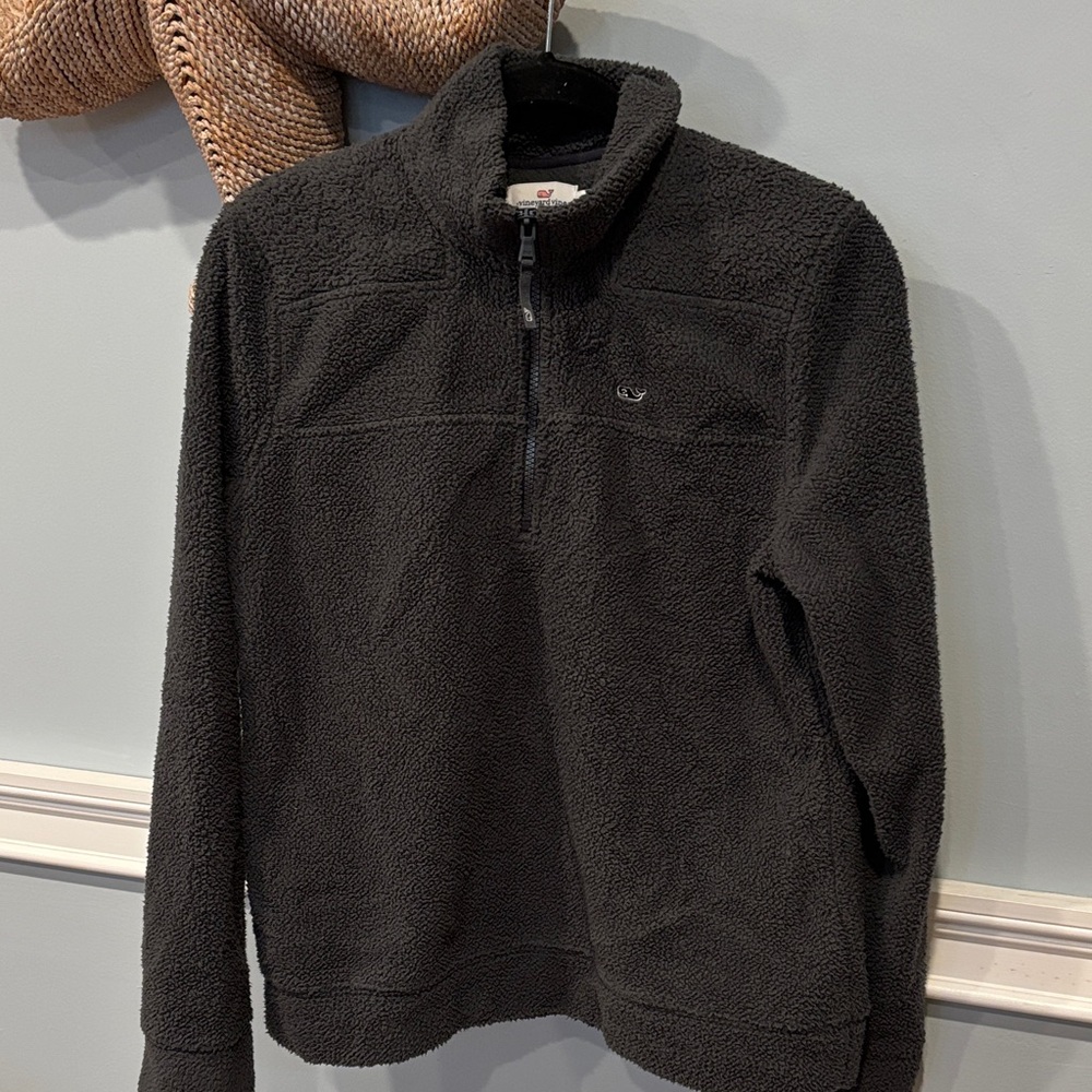 Vineyard Vines Women’s 1/4 Zip Fleece Sweater Gray Sherpa
